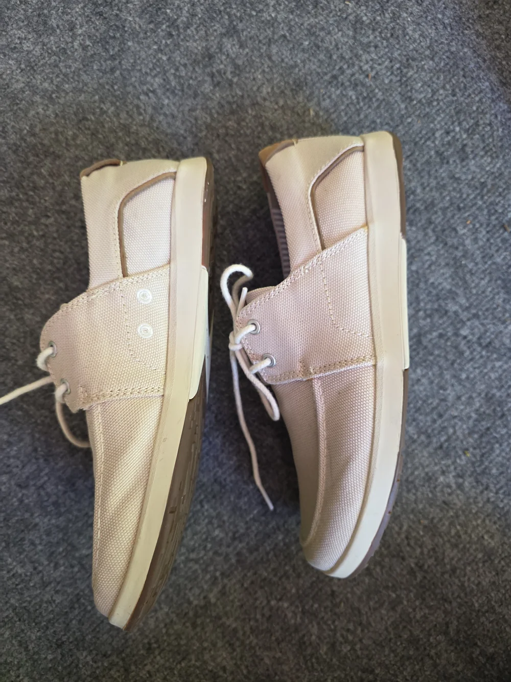 Clarks 1825 Men’s Light Beige Canvas Boat Shoes Loafers Size 7.5 M